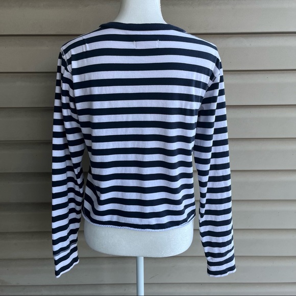 •Hollister• Tie Front Striped Crop Long Sleeve Top - Size Small - Picture 5 of 7